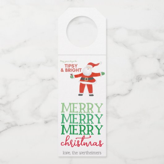 Boozy Santa Bottle Tags Flaschenanhänger (Vorderseite)