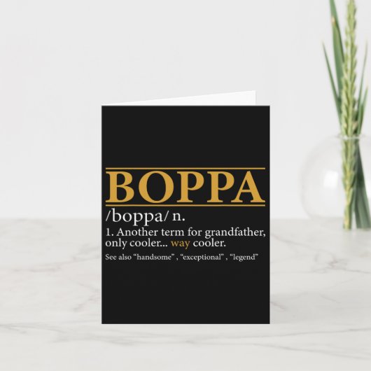 Boppa Definition Fathers Day Gift Opa Geschenk Karte (Vorderseite)