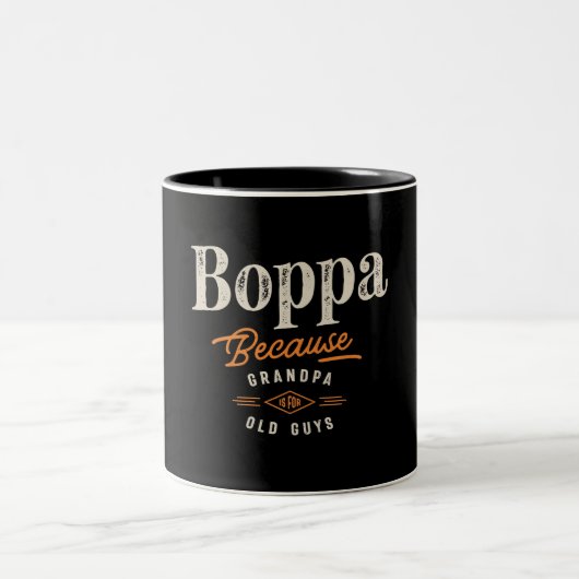 Boppa, weil Opa für alte Typ lustig ist Zweifarbige Tasse (Mittel)