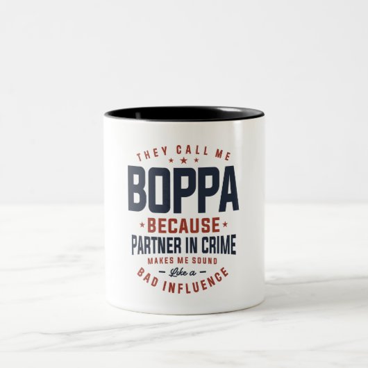 Boppa weil Partner im Kriminaldesign Zweifarbige Tasse (Mittel)