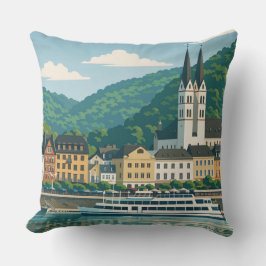 Boppard Deutschland Landschaft Reise Kunst Vintage Kissen