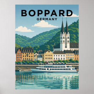 Boppard Deutschland Vintage Reise Poster