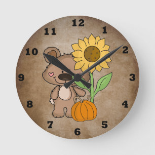 Boppy Bear Autumn Wall Clock Runde Wanduhr