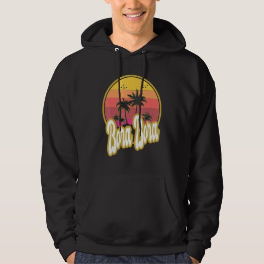 Bora Bora Beach Retro Sunset Hoodie (Vorderseite)