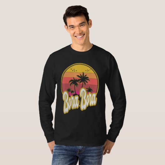 Bora Bora Beach Retro Sunset T-Shirt (Vorne ganz)
