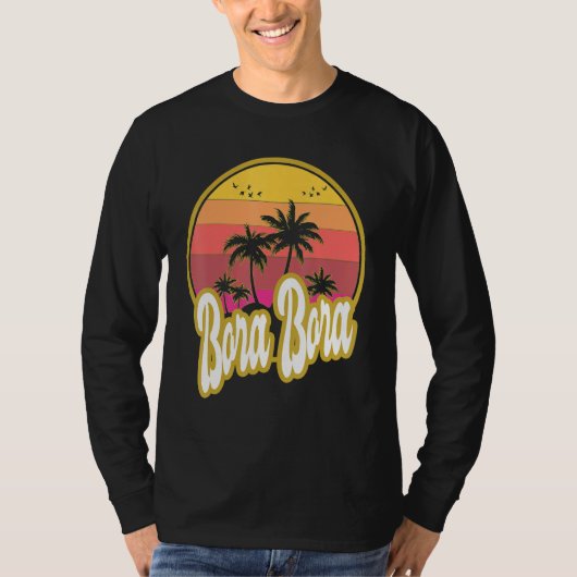 Bora Bora Beach Retro Sunset T-Shirt (Vorderseite)