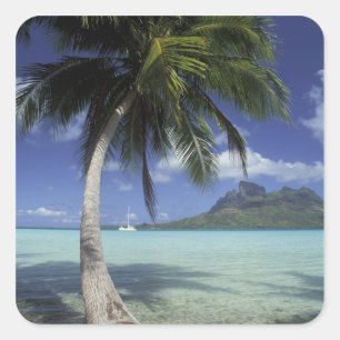 Bora Bora, Französisch-Polynesien Mt. Otemanu ges Quadratischer Aufkleber