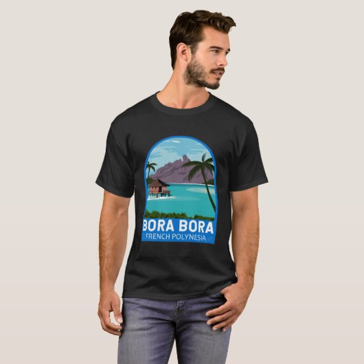 Bora Bora Französisch Polynesien Reisen Retro Embl T-Shirt (Vorne ganz)