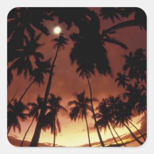 Bora Bora, Französisch-Polynesien Sonnenuntergang  Quadratischer Aufkleber