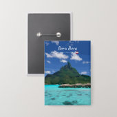 Bora Bora, Französisch-Polynesien - Strandresort Button (Vorderseite/Rückseite)