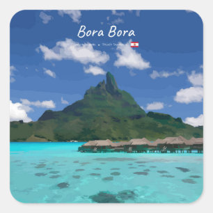 Bora Bora, Französisch-Polynesien - Strandresort Quadratischer Aufkleber