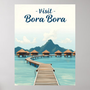 Bora Bora, Französisch-Polynesien Vintage-Reise Poster