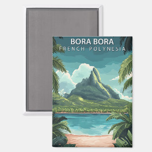 Bora Bora Französisch-Polynesien Vintage Tropisch Magnet