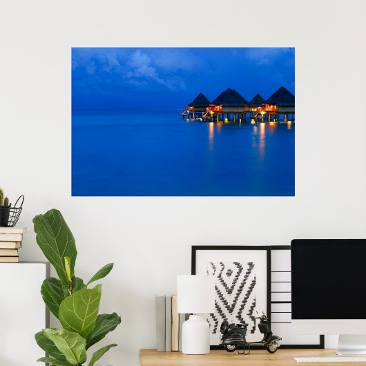 Bora Bora French Polynesia Sunset Blue Hour Poster (Heimbüro)