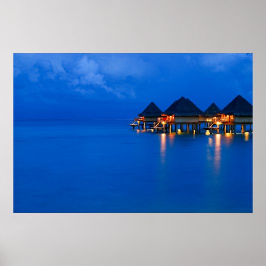 Bora Bora French Polynesia Sunset Blue Hour Poster (Vorne)