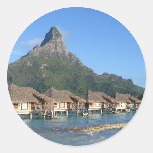 Bora Bora Huts Runder Aufkleber (Vorderseite)