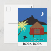 Bora Bora im Vintage-Reisestil Postkarte (Vorne/Hinten)