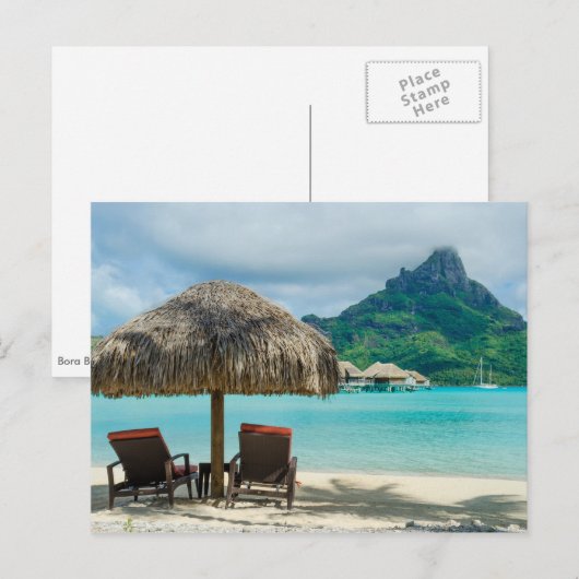 Bora Bora Liegestühle auf Postkarte (Vorne/Hinten)