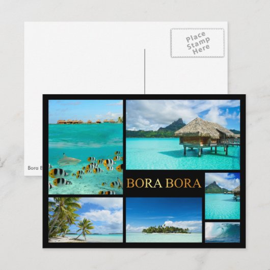 Bora Bora Luxus Collage Postkarte (Vorne/Hinten)