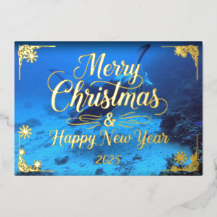 Bora Bora Manta frohe Weihnachten mit Gedicht, Gol Folien Feiertagskarte