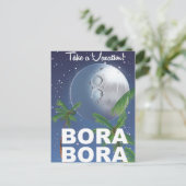 Bora Bora Moon Travel Poster Postkarte (Stehend Vorderseite)