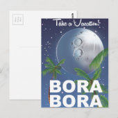 Bora Bora Moon Travel Poster Postkarte (Vorne/Hinten)