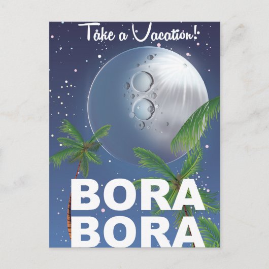 Bora Bora Moon Travel Poster Postkarte (Vorderseite)