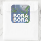 Bora Bora Moon Travel Poster Quadratischer Aufkleber (Tasche)