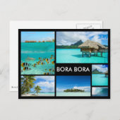 Bora Bora Multiple Bilder Leimbild Black Postcard Postkarte (Vorne/Hinten)