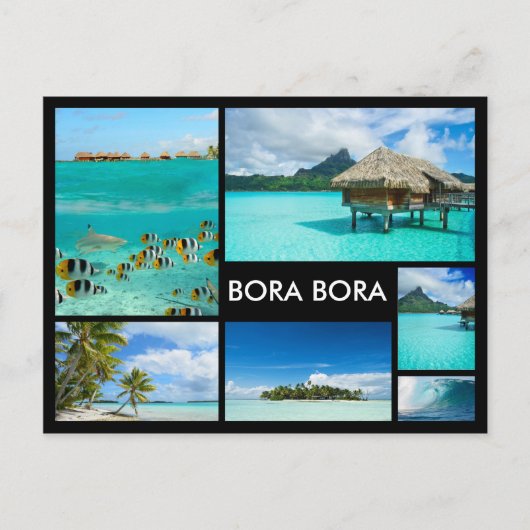 Bora Bora Multiple Bilder Leimbild Black Postcard Postkarte (Vorderseite)