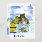 Bora Bora Niedlich Cartoon Wasserfarbe Postkarte (Vorne/Hinten)