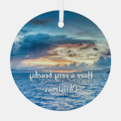 Bora Bora Ocean View Foto Ornament Aus Glas (Rückseite)