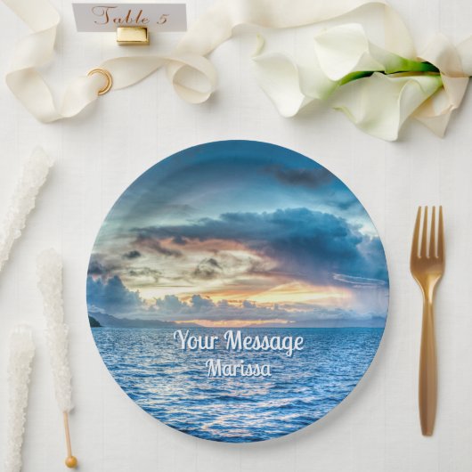 Bora Bora Ocean View Foto Tissue Paper Pappteller (Hochzeit)