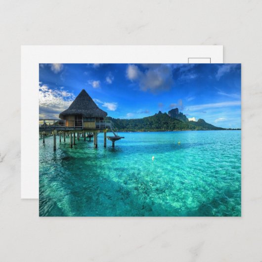 Bora Bora Paradise, Bungalow Overwater Postkarte (Vorne/Hinten)