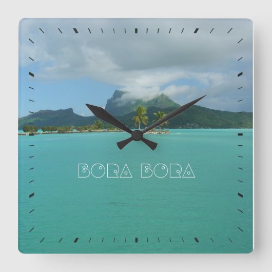 Bora Bora Quadratische Wanduhr (Vorderseite)