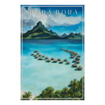 Bora bora retro Reiseplakat, Französisch Polynesie