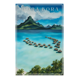 Bora bora retro Reiseplakat, Französisch Polynesie Poster