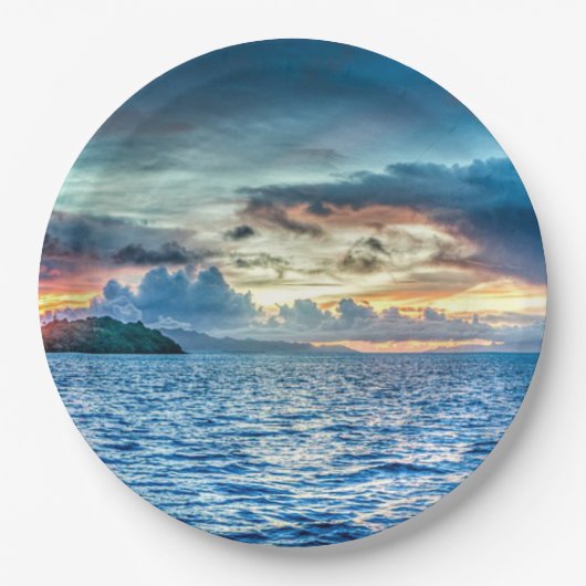 Bora Bora schöner Sonnenuntergang Pappteller (Vorderseite)