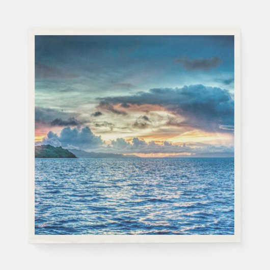 Bora Bora schöner Sonnenuntergang Serviette (Vorderseite)