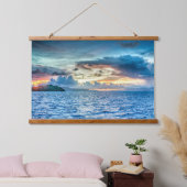 Bora Bora schöner Sonnenuntergang Wandteppich Mit Holzrahmen (Schlafzimmer)