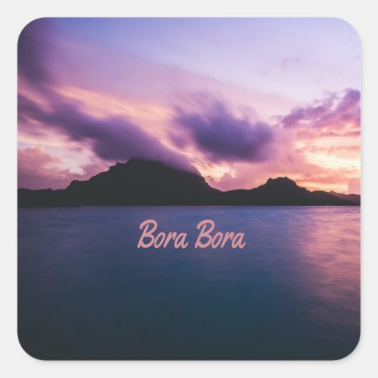 Bora Bora Suset Island Beach Quadratischer Aufkleber (Vorderseite)