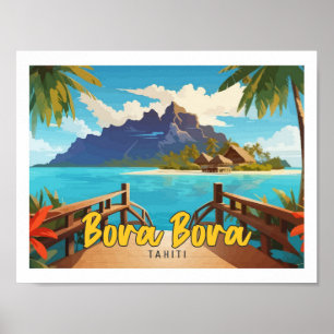 Bora Bora Tahiti Pop-Art-Reiseillustration Poster