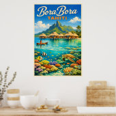 Bora Bora Tahiti - Vintage Reise Poster (Küche)
