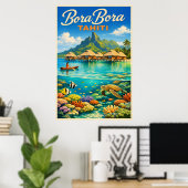Bora Bora Tahiti - Vintage Reise Poster (Heimbüro)