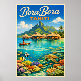 Bora Bora Tahiti - Vintage Reise Poster