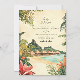 Bora Bora Vintag Watercolor Wedding Einladung