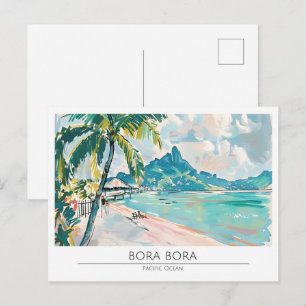 Bora Bora Vintage-Kunstillustration Reise Postkarte
