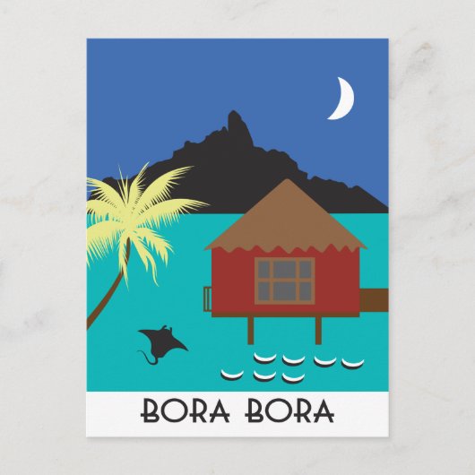 Bora Bora Vintage Postkarte (Vorderseite)