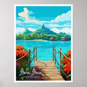 Bora Bora Vintage Reise - Illustration Poster