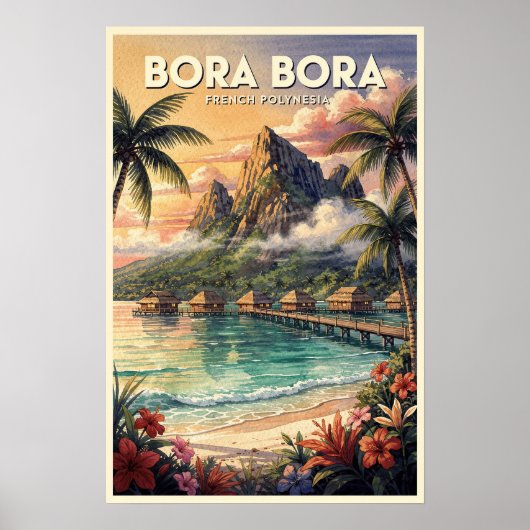 Bora Bora Vintage Reise Poster (Vorne)